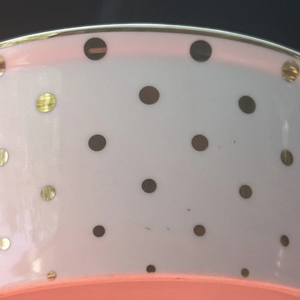 Small Fido's Diner Pet Bowl White w/gold Polka Dots & Pawprint Food Water Bowl